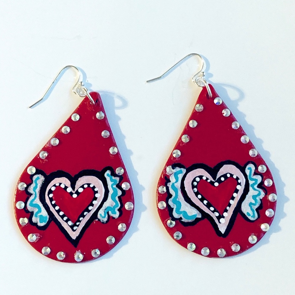 Heart & wings earrings